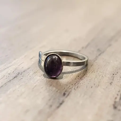 Anillo Gema Amatista Regulable Alpaca