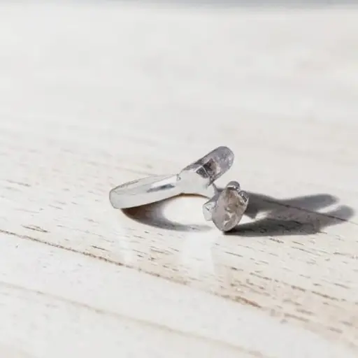 Anillo Gema Cuarzo Cristal Bruto